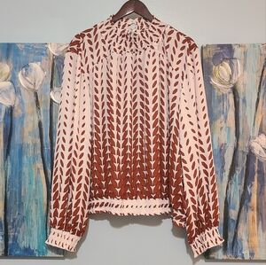 Ashley Stewart, 30/32, White/Brown Pattern Blouse w/ Pants